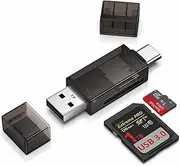 SD Card Reader for iPhone 16e/16/16 Pro Max/16 Plus/15 Pro Max/Plus,Dual Slots USB 3.0/USB C Memory Card Reader Adapter for SD/Micro SD/SDHC/SDXC/MMC for Samsung S25 S24 S23 S22,iPad,Laptop,PC,MacBook