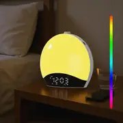 Advwin White Noise Machine Atmosphere Lamp Bedside Night Light Sunrise Alarm Clock Wake Up Light