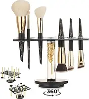 ImpressionZ Makeup Brush Drying Rack – 360° Rotating Base with 32 Slots - Acrylic Makeup Brush Dryer Rack & Organizer Stand for All Brushes - Space Saving Brush Dryer Holder for Vanity & Countertop