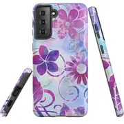 For Samsung Galaxy S21+ Plus Case Tough Protective Cover Flower Swirls