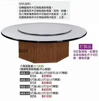 在飛比找Yahoo!奇摩拍賣優惠-最信用的網拍~高上{全新}5.5尺八角型餐桌(含轉盤)(46