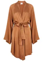 Forte_forte Belted Stretch-silk Satin Kimono Jacket - Orange - 1 (UK 8 / S) 1 (UK 8 / S)