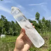 Top! 1.11kg Natural Clear quartz Obelisk Quartz Crystal Wand Point Reiki Tower