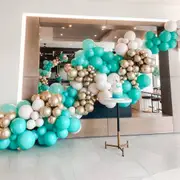 147pcs Tiffany Blue White Metallic Gold Balloon Garland Arch Kit - Baby Shower Wedding Anniversary Birthday Party Decorations