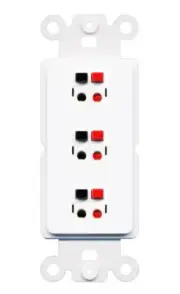 RiteAV 3 Port Speaker Wire Plug Jack Wall Plate - Rocker [White]