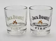 NEW! Set of (2) Jack Daniel's Tennessee Fire Shot Glasses - Jack Daniels Whiskey