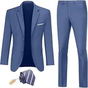 [Datysum] Men Suit 2 Piece Groomsmen Tuxedo Prom Blazer Slim Fit Suits Two Button Wedding Dress Jacket Pants Set with Tie
