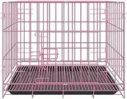 AIMALL Foldable Dog Cage with Pull-Out Tray, Durable Iron Pet Kennel for Small to Large Dogs, Double Door Design, Stable Construction, 19.6 to 24 Inches, Black/Blue/Pink