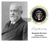 PRESIDENT BENJAMIN HARRISON PRESIDENTIAL SEAL AUTOGRAPHED 8X10 PHOTO