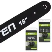 8TEN Chainsaw Guide Bar 2 Chain For Stihl 029 270 22BPX074G 18in .063 .325 74DL