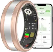Smart Ring Men Women with Bluetooth, Gesture Control, Waterproof Fitness Tracker, Health and Step Monitoring, Lightweight Smart Ring for iOS and Android,10,A