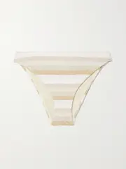 [Max Mara] Max Mara - Swami Metallic Striped Stretch Bikini Briefs - White - large large White