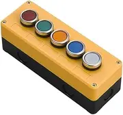 KAVJU New Button Switch Control Box with Emergency Stop 1/2/3/4/5 Hole Button Box Industrial Switch Box Waterproof Button Control Box(5 Hole A)