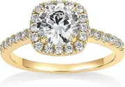 [PAVOI] 14K Gold Plated Halo Ring | Heart Ring for Women | Square Round Promise Rings for Her