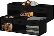 DECOMOMO Storage Bins, Cube Storage Bin with Window, Fabric Storage Cubes for Shelves (11" / 6pcs, Black)