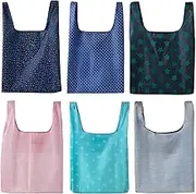 6 Pack Reusable Shopping Grocery Bags with Pouch Foldable, Foldable Shopping Bag Portable Reusable Grocery Bags Handy Travel Bags for Household Outdoors, Multicolor