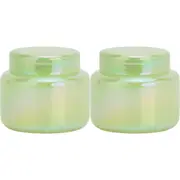 2x Annabel Trends Glass Opal Jar Home/Bathroom Storage Organiser Sml Limeade