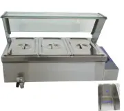 110V/1500W Stainless Steel Buffet Food Warmer 3*1/3Pans with Glass Sneeze Guard