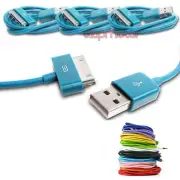 3X 6FT USB SYNC DATA POWER CHARGER AQUA BLUE CABLE IPHONE IPOD CLASSIC NANO IPAD