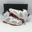 Nike Air Jordan 6 Retro Hare GS Grey Red White 384665-062 Size 4Y