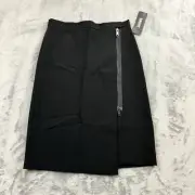 DKNY Womens Skirt Size 2 Black Zipper Cyberpunk Whimsigoth Edgy Classic NEW