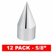 12 Pack Chrome Spike Hex Nut Bolt Press On Covers Car & Truck Motorcycle - 5/8"