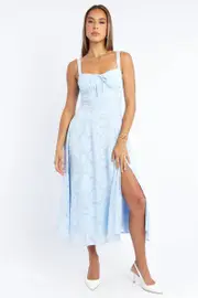 Blue Midi Dress Burn Out - Size 8XS, Women's Midi Dress