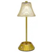 Boyle Rechargeable LED Portable Table Lamp with Fluted Glass Shade 11x11x28cm