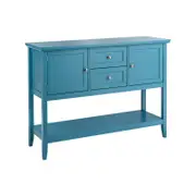 Costway Buffet Sideboard Storage Cabinet Wooden Kitchen Blue