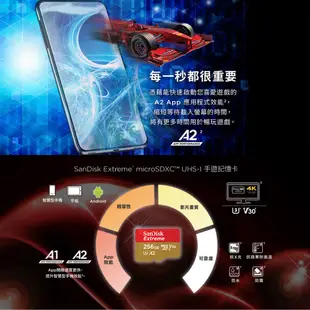 【公司貨】SANDISK  Extreme 記憶卡 A2 U3 V30 SDXC microSD 256G 512G