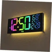 Digital Wall Clock, 13" Large Display Alarm Clock with Remote Control, 13 Inch