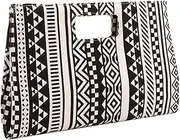 [Healvian] 1Pc Geometric Pattern Handbag Stylish Portable Evening Purse for Women Chic Cosmetics Storage Bag Female Briefcase