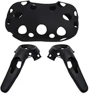 for HTC Vive VR Headset Silicone Case Controller Handle Case for HTC Vive Case VR Glasses Skin Shell for HTC Vive Accessories (Color : Black Set Case)