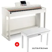 Donner DDP-100 White 88 Key Fully Weighted Upright Digital Piano 3 Pedal - White / Piano+Two-Seater Bench (White)