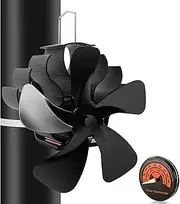 PYBBO Heat Powered Wood Chimneys Stove Fan, Pipe Fireplace Fan, 5 Blades Silent Operation Motors Fan, Winter Cocoon Stove Fan for Wood Burning Stove/Pellet/Log with Magnetic Thermometer