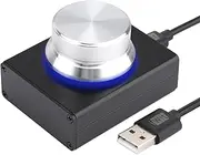 DROK USB Volume Knob, Small PC Computer Speaker Audio External USB Volume Control Knob with 1-Key Mute Function Support Win7 8 10 XP Mac Vista Android, Black and Silver