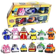 6 In 1 Korean Animation Cartoon Robocar Poli Transformation Robot Car Toys Set_lp high quality 83168-9