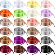 24 Pairs 47 Inch Flat Satin Ribbon Shoelaces for Sneakers Skate Shoes Boots