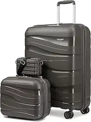 [Melalenia] Luggage Carry On Suitcase Sets, Expandable PP Hard Shell Suitcase with Spinner Wheels,Travel Luggage with TSA Locks 22x14x9 Airline Approved, Brown, 20 inch, Carry on Luggage Airline
