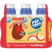 Pop Tops Fruit Drink Apple Poppers Multipack Lunch Box Bottles 250mL x 6 pack