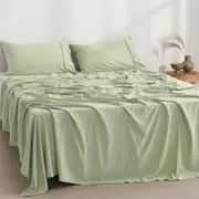 Dreamaker Superfine Washed Microfibre Sheet Set Sage Green King Single Bed