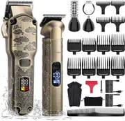 Hatteker Professional Hair Clippers for Men Beard Trimmer Clippers and Trimmer Set Waterproof T-Blade Trimmer Cordless Grooming Kit
