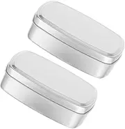 Baluue 2pcs Square Aluminum Soap Travel Case Portable Storage Container for Balm Cream Soap Compact Aluminum Box for Snacks Tea Jewelry and Crafts