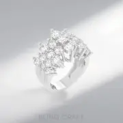Composite Pyramid Cluster Ring for Women 5.16ct Round Moissanite 14k Gold Plated