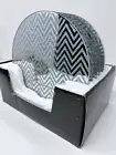 NEW-6/Round Mirrors W/Silver Glitter Zigzag Designs Table Top Centerpieces 8”