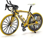 Die-cast 1:8 Scale Off-Road Mountain Bike Model Miniature Exhibits Alloy Diecast Shock Absorption Doodle Road Racing Bicycles Miniature Vehicle(Yellow)