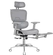 [ALFORDSON] Prox All Grey Mesh Gaming Chair for Executive Computer Desk, Recline & Tilt with Adaptive Back Support, Ergonomic Office Chair with 3D Adjustable Armrest and Headrest & Footrest, Max 180kg