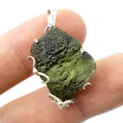 6.01gr MOLDAVITE genuine tektite pendant silver .925 setting #JM332