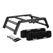 San Hima Universal Ute Tub Rack 3mm Steel + Pair Recovery Tracks Board Black