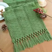 Green Table Runner with Tassels for Christmas Decor 72 Inches Long Macrame Ta